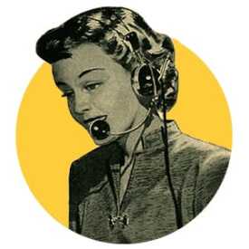 A smiling, working woman receiving calls to Bitbot, Inc.